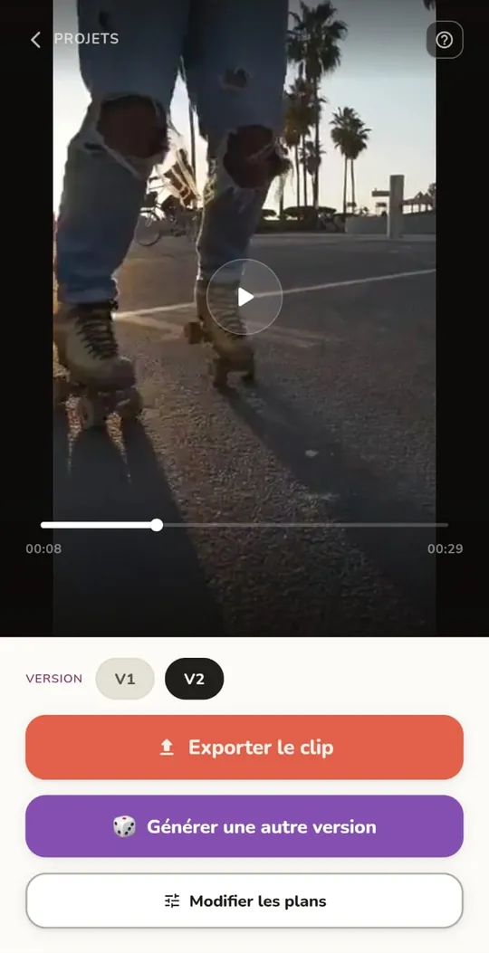 Le vidéo clip monté dans TREMOLO CUT, prêt à exporter
